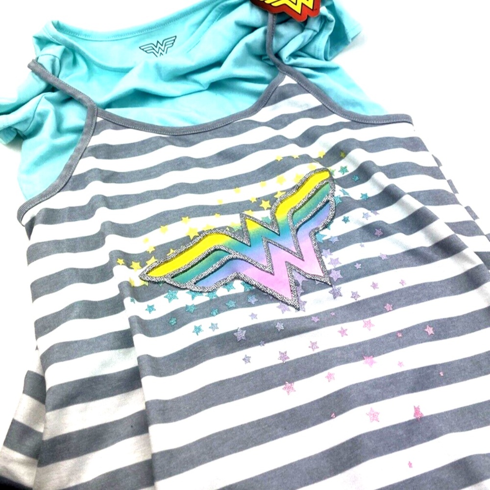 Girls Slip Dress Size 10/12 Large Wonder Women 2pc Matching Set Children Kids